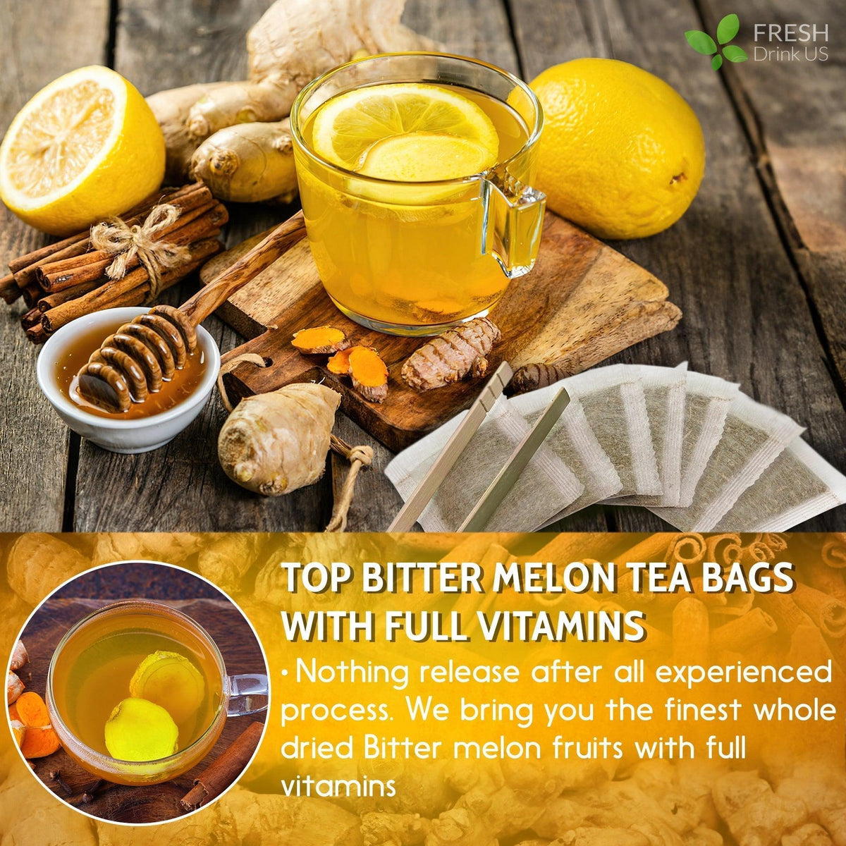 Turmeric Ginger, Cinnamon Tea, Tea Bags, 100% Natural, Hand-made, No Sugar, No Caffeine, No Gluten, Vegan