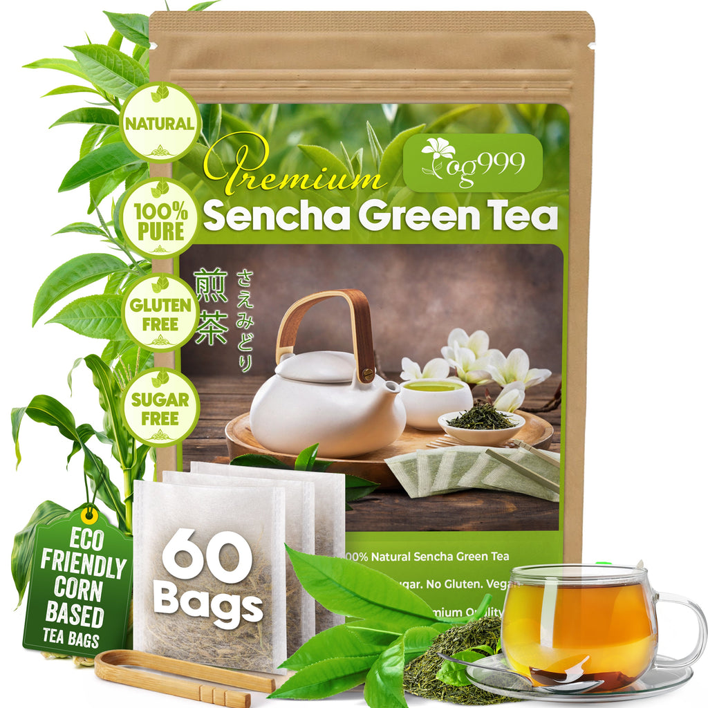 Premium Sencha Green Tea Bags, 100% Natural & Pure from Sencha Green Tea Leaves