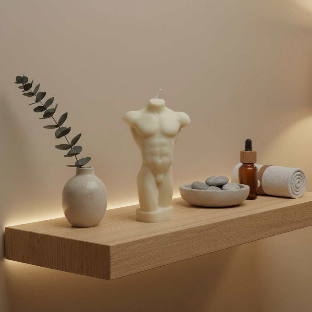 Large Male Torso Candle