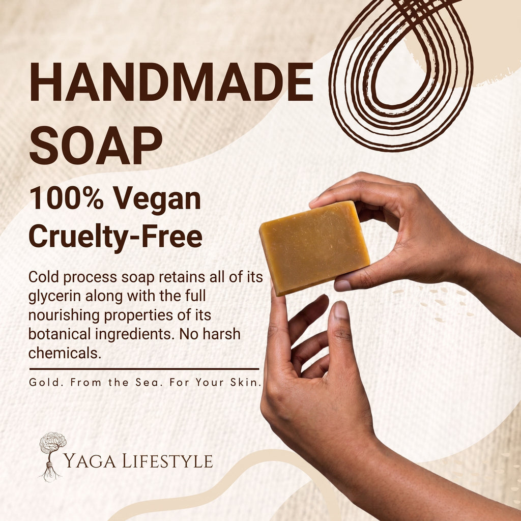 Gold Sea Moss Soap (Handmade, Vegan) With Wildcrafted Jamaican Gold Sea Moss