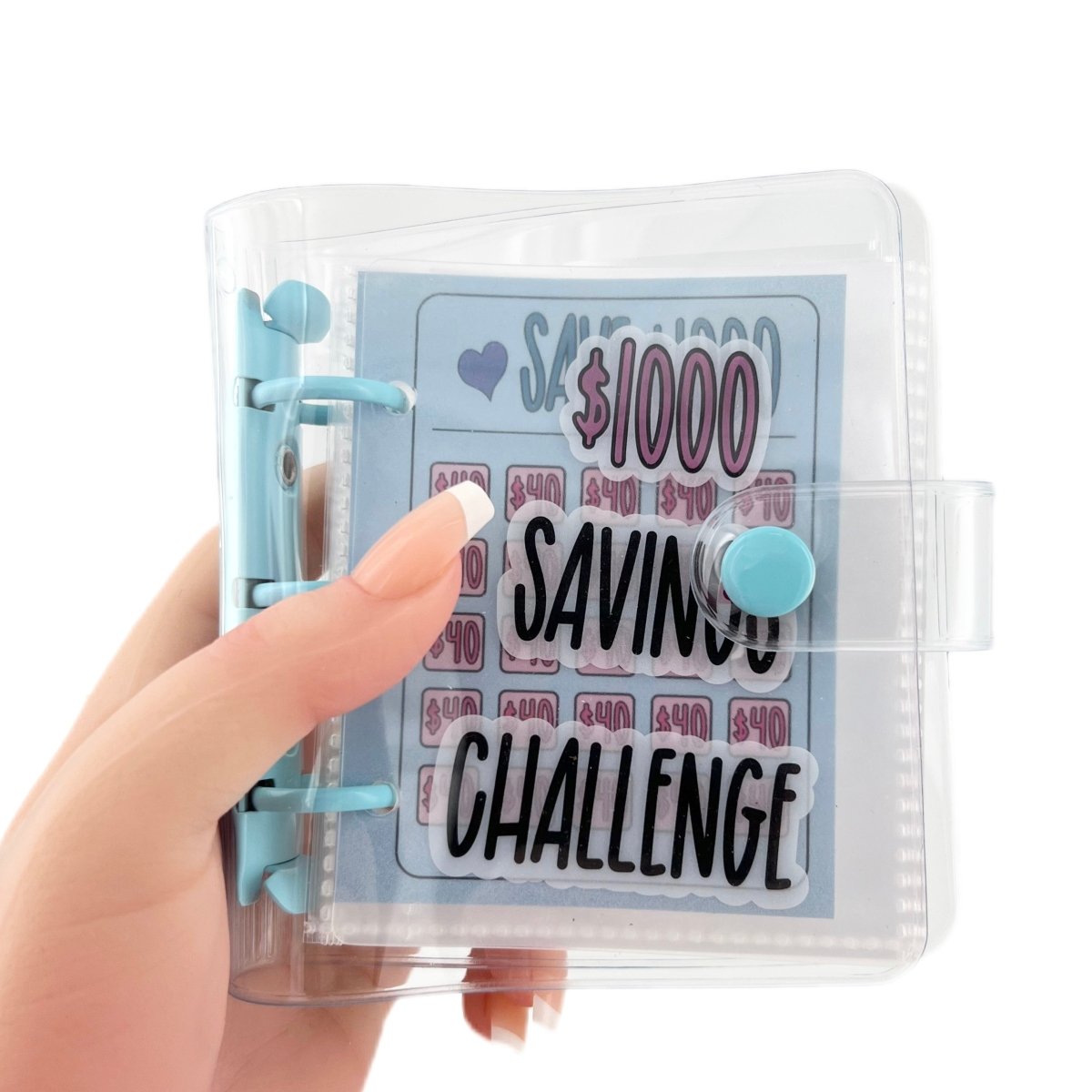 1000 Dollar Savings Challenge Book 3-Ring Binder Clear Cover PVC Money Organizer Budget Planner Cash Stuffing System