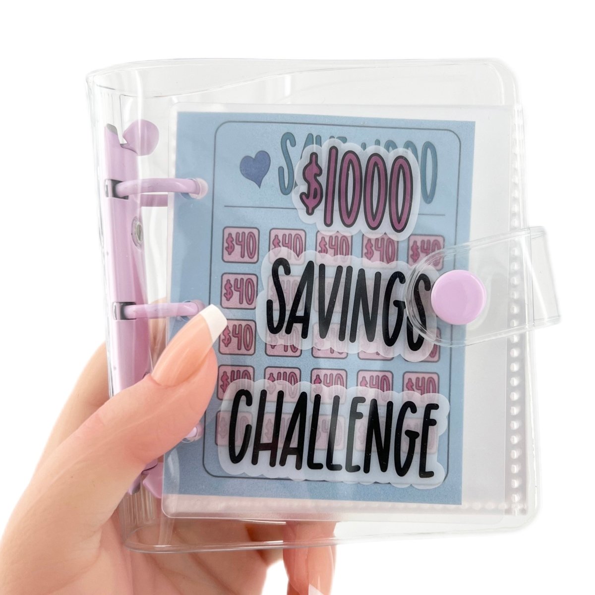 1000 Dollar Savings Challenge Book 3-Ring Binder Clear Cover PVC Money Organizer Budget Planner Cash Stuffing System